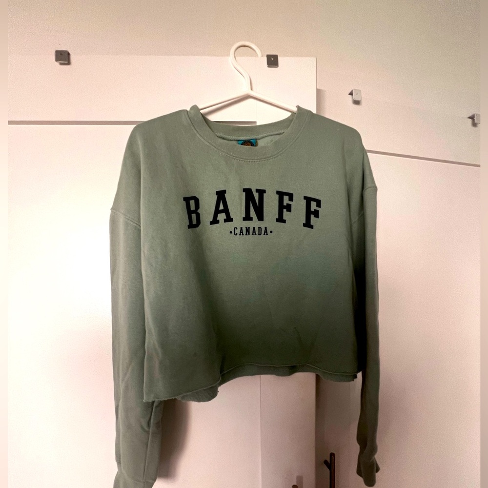 “Banff” Cropped sweatshirt in mint green (M)